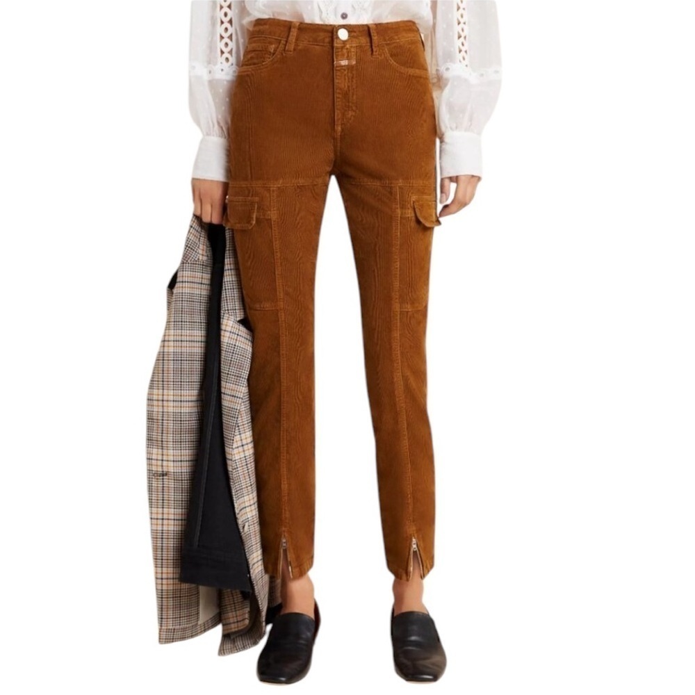 CLOSED x ANTHROPOLOGIE Lotti Corduroy Slim Cargo Pocket Pants with Ankle Zip